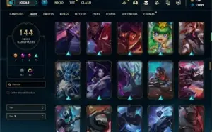 Conta Platina 4 com TODOS os champs e 144 Skins+ 800k de Lee