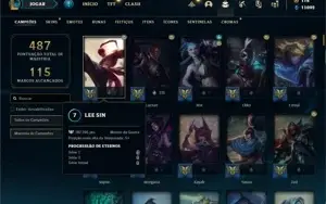 Conta Platina 4 com TODOS os champs e 144 Skins+ 800k de Lee