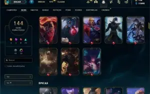 Conta Platina 4 com TODOS os champs e 144 Skins+ 800k de Lee