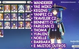 ✨Genshin Impact Conta AR21 com Yae Miko + Wanderer + Keqing✨