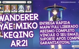 ✨Genshin Impact Conta AR21 com Yae Miko + Wanderer + Keqing✨