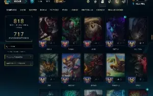 Unranked com TODOS os Champs e 245 Skins ( TOP / JG / SUP )
