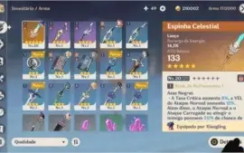 Conta genshin ar10 , com espinha celestial
