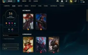 Conta ouro 4 com 67 Champs e 36 Skins + 2 Fragmentos