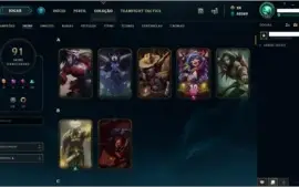 Conta nível 103, todos os champs + 91skins, 60k EA + 3k EL