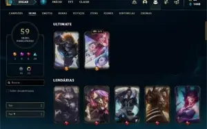 Conta ouro 4 com 100 Champs e 59 Skins + 400k de Yasuo
