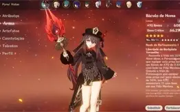 CONTA GENSHIN HUTAO COM HOMA AR56 7 ARMAS 5* BAAL E +