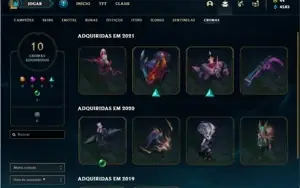 Conta unranked com 145 Champs e 144 Skins