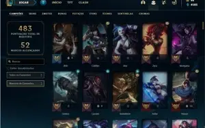 Conta unranked com 145 Champs e 144 Skins