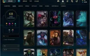 Conta Unranked com 68 skins e 112 champs