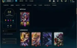 Conta Unranked com 68 skins e 112 champs
