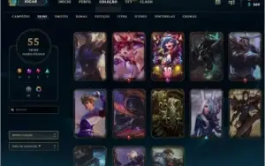 CONTA PLATINA 4 136 CAMPEÕES Level 205 55 skins