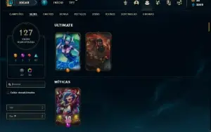Conta prata 3 com TODOS os champs e 127 Skins (2 Ultimates)