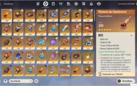 Conta Genshin Impact ar50 EULA, GANYU, ALBEDO, DILUC, QIQI