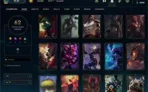 CONTA LEAGUE OF LEGENDS 62 SKINS LUX ELEMENTALISTA UDYR GUAR