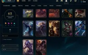 CONTA LEAGUE OF LEGENDS 62 SKINS LUX ELEMENTALISTA UDYR GUAR