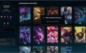 Conta League of Legends platina 2 com 300 skins