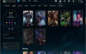 Conta ouro 4 com 61 champs e 57 skins +71 Pontos de Prestigi
