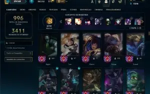 Platina 3 com TODOS os champs e 555 Skins + 400 Cromas