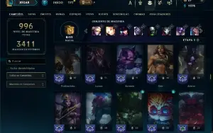 Platina 3 com TODOS os champs e 555 Skins + 400 Cromas