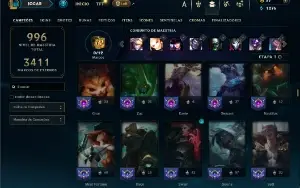 Platina 3 com TODOS os champs e 555 Skins + 400 Cromas