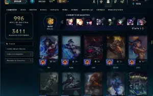 Platina 3 com TODOS os champs e 555 Skins + 400 Cromas