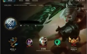 Conta League of Legends GOLD 2 C/ RIVEN EMISSÁRIA DA LUZ
