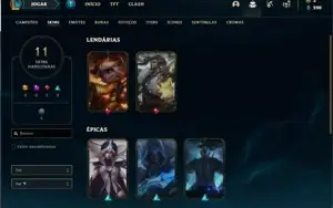Conta ouro 4 com 26 Champs e 11 Skins + 1 Fragmento