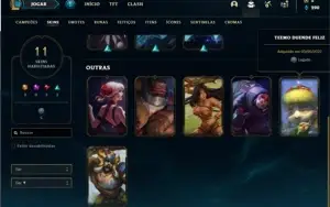 Conta ouro 4 com 26 Champs e 11 Skins + 1 Fragmento