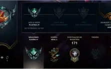 Conta de League Of Legends ELO Platina 4 57% de winrate