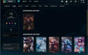 Conta prata 4 com 15 skins e 42 champs