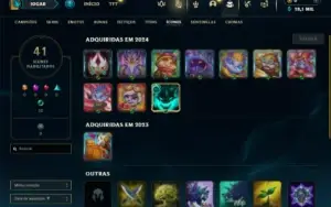 Mestre com 27 Champs e 2 Skins + 10 Fragmentos