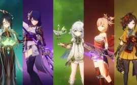Raiden, Nahida, Xianyun E Yoimiya Com Suas Assinaturas Ar 54