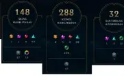 Conta 148 skins, Ouro 1! todos campeões e eternos iniciais