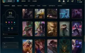 Conta prata 4 com 75 skins e 136 champs