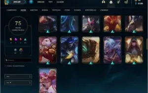 Conta prata 4 com 75 skins e 136 champs