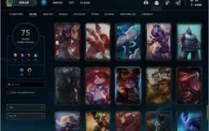 Conta prata 4 com 75 skins e 136 champs