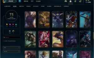 Conta prata 4 com 75 skins e 136 champs