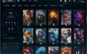 Conta prata 4 com 75 skins e 136 champs