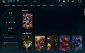 Conta prata 4 com 75 skins e 136 champs