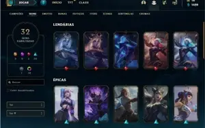 Conta bronze 4 com 47 Champs e 32 Skins + 18 Cromas