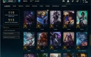 Conta bronze 4 com 47 Champs e 32 Skins + 18 Cromas