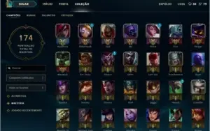 Conta league of legends 53 champs 16 skins