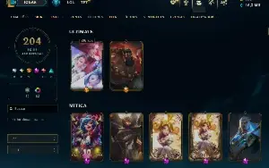 Conta League Of Legends - 204 Skins - 5 Skins Prestígio