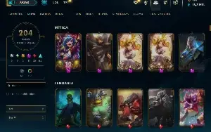 Conta League Of Legends - 204 Skins - 5 Skins Prestígio