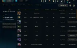 Unranked lv 20 com 25 Champs e 2 Skins + 3 Espolios