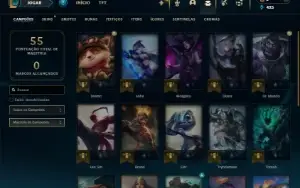 Unranked lv 20 com 25 Champs e 2 Skins + 3 Espolios