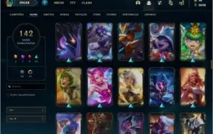 Conta prata 2 com 142 skins e 122 champs