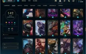 Conta prata 2 com 142 skins e 122 champs