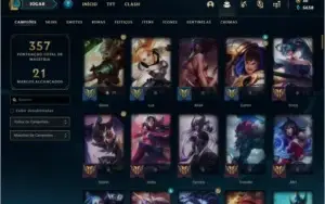 Conta prata 2 com 142 skins e 122 champs
